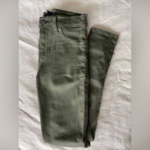 Hudson Olive Nico Super Skinny Pierced Ankle Crop Mid-rise Skinny Jeans 26